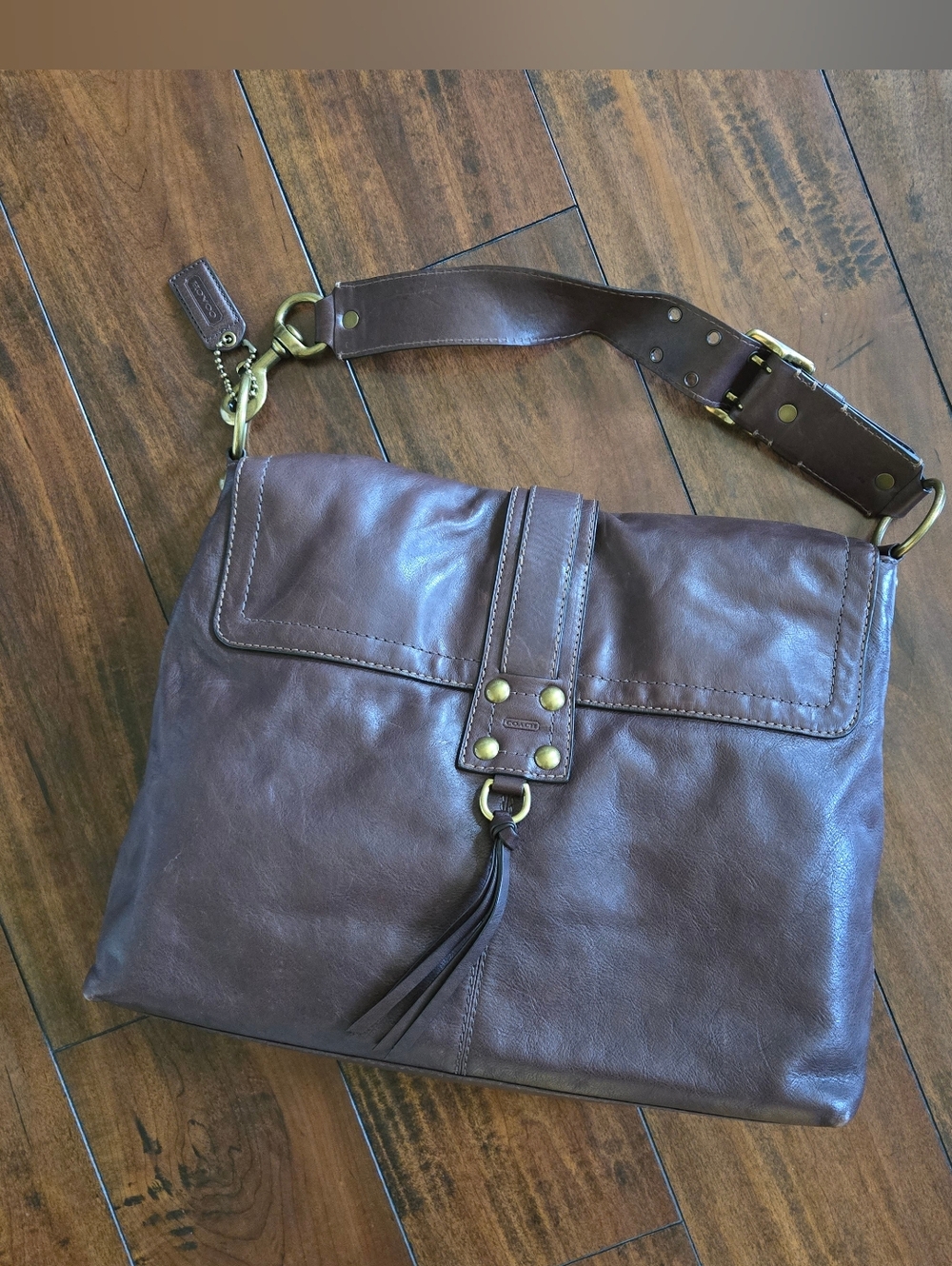 VTG Coach Legacy Brooklyn Brown Pocket Leather Messenger Shoulder Tote Large Bag - Picture 2 of 16